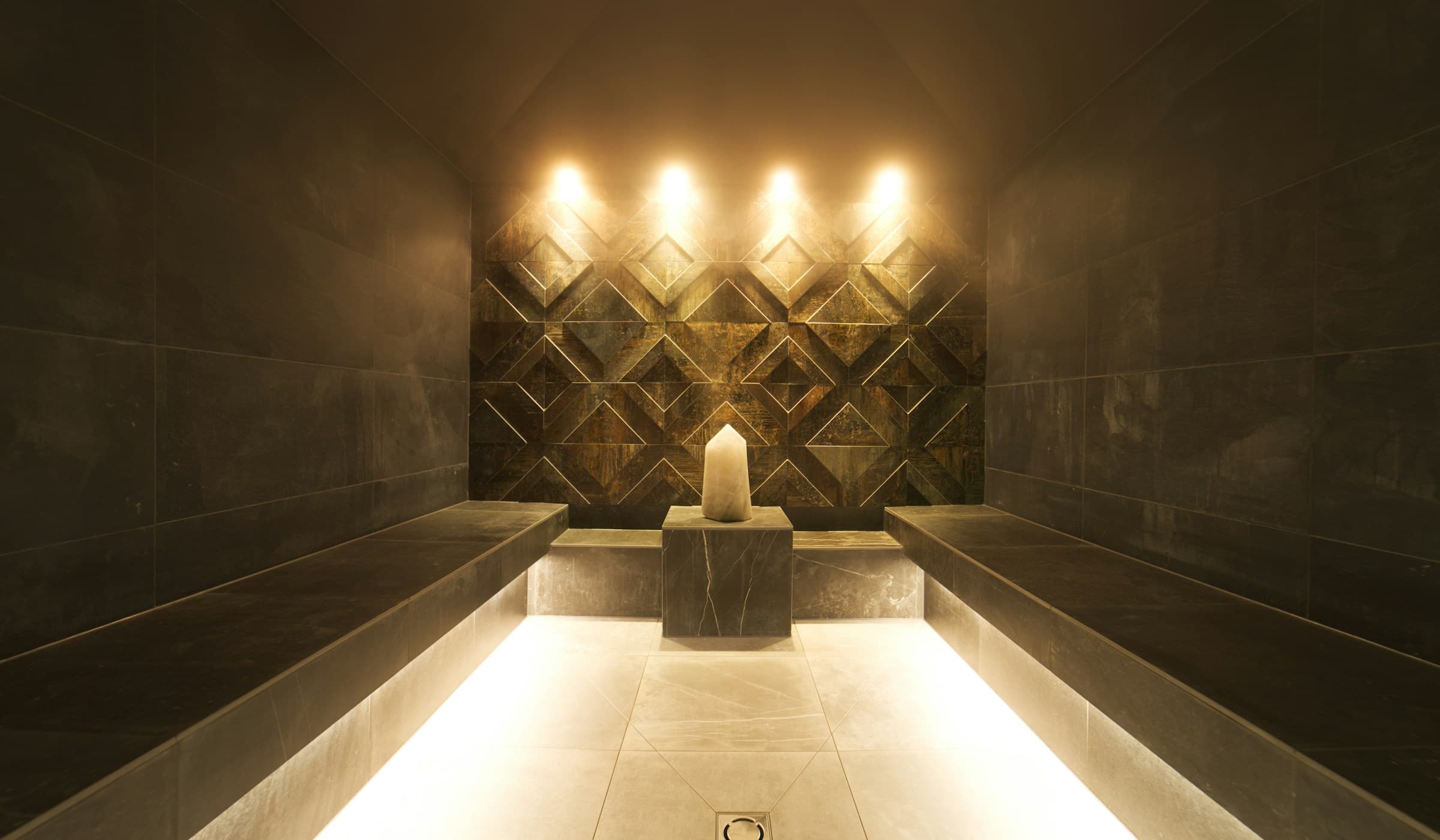 Spa setting with calm lighting